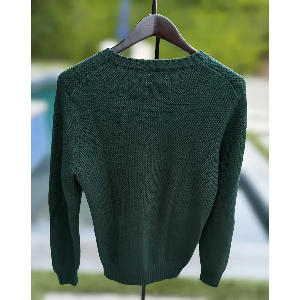 J.Crew Mens Small Green Knit Crewneck Sweater Cotton Textured NWT $118